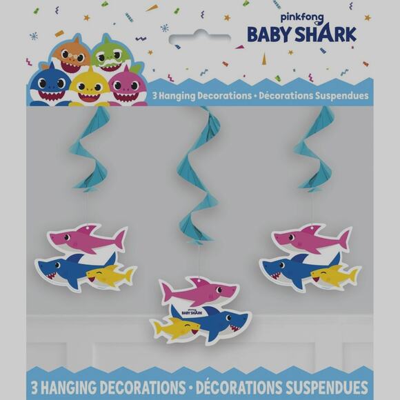 Baby Shark Hanging Swirl Decorations – Party Streamers – 3-PK - Picture 1 of 5